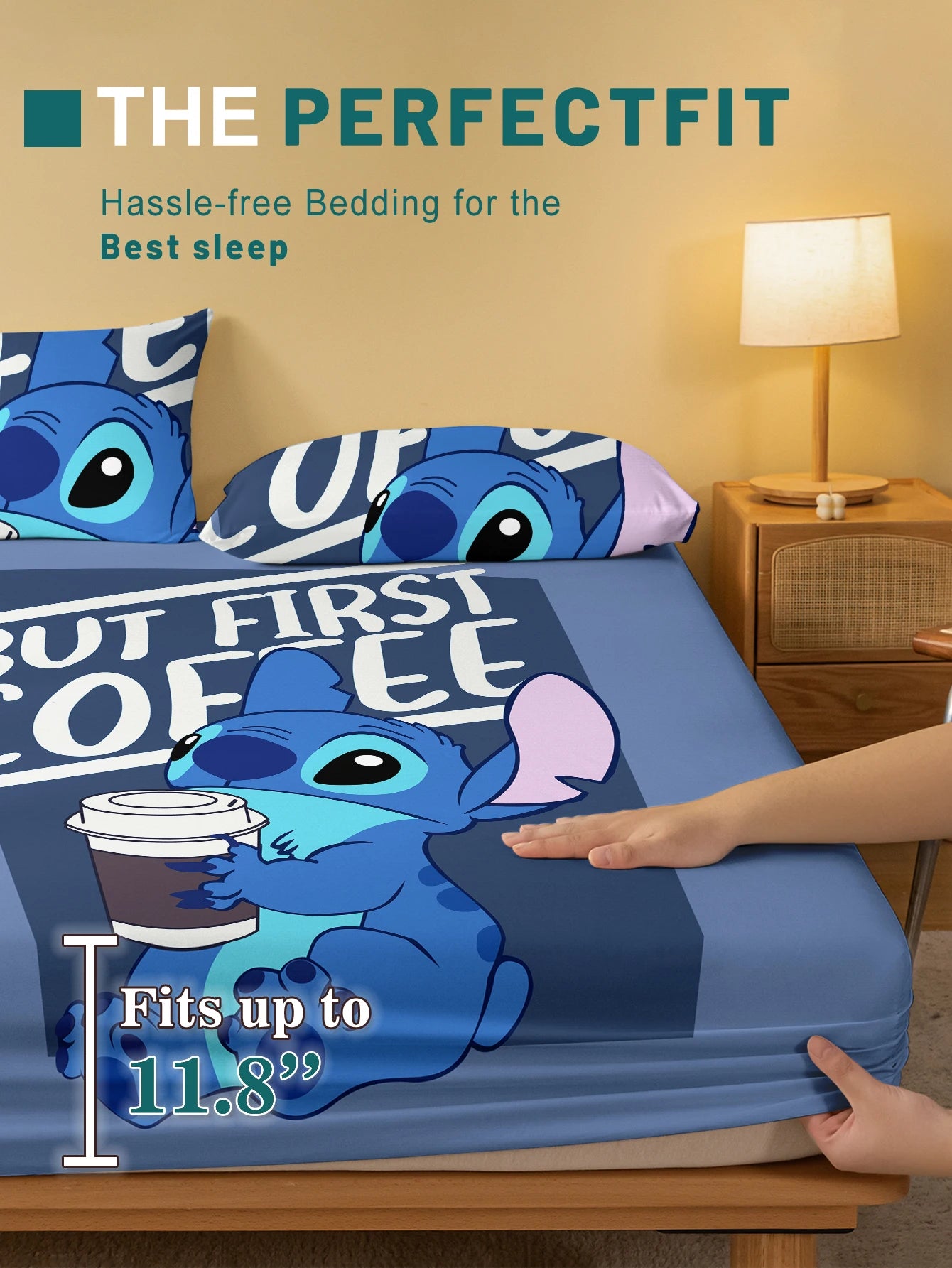1 cartoon cute Stitch pattern digital printed frosted Fitted Sheet,bedroom printed bed cover,bedding(No pillowcase)