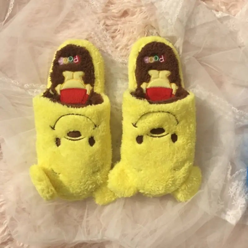 Lilo and Stitch Disney Plush Slippers Kawaii Cartoon Anime Winnie The Pooh Accessories Home Bottom Plate Casual Cotton Slippers