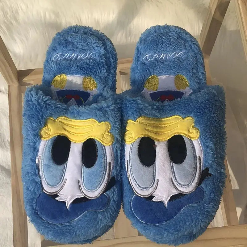 Lilo and Stitch Disney Plush Slippers Kawaii Cartoon Anime Winnie The Pooh Accessories Home Bottom Plate Casual Cotton Slippers