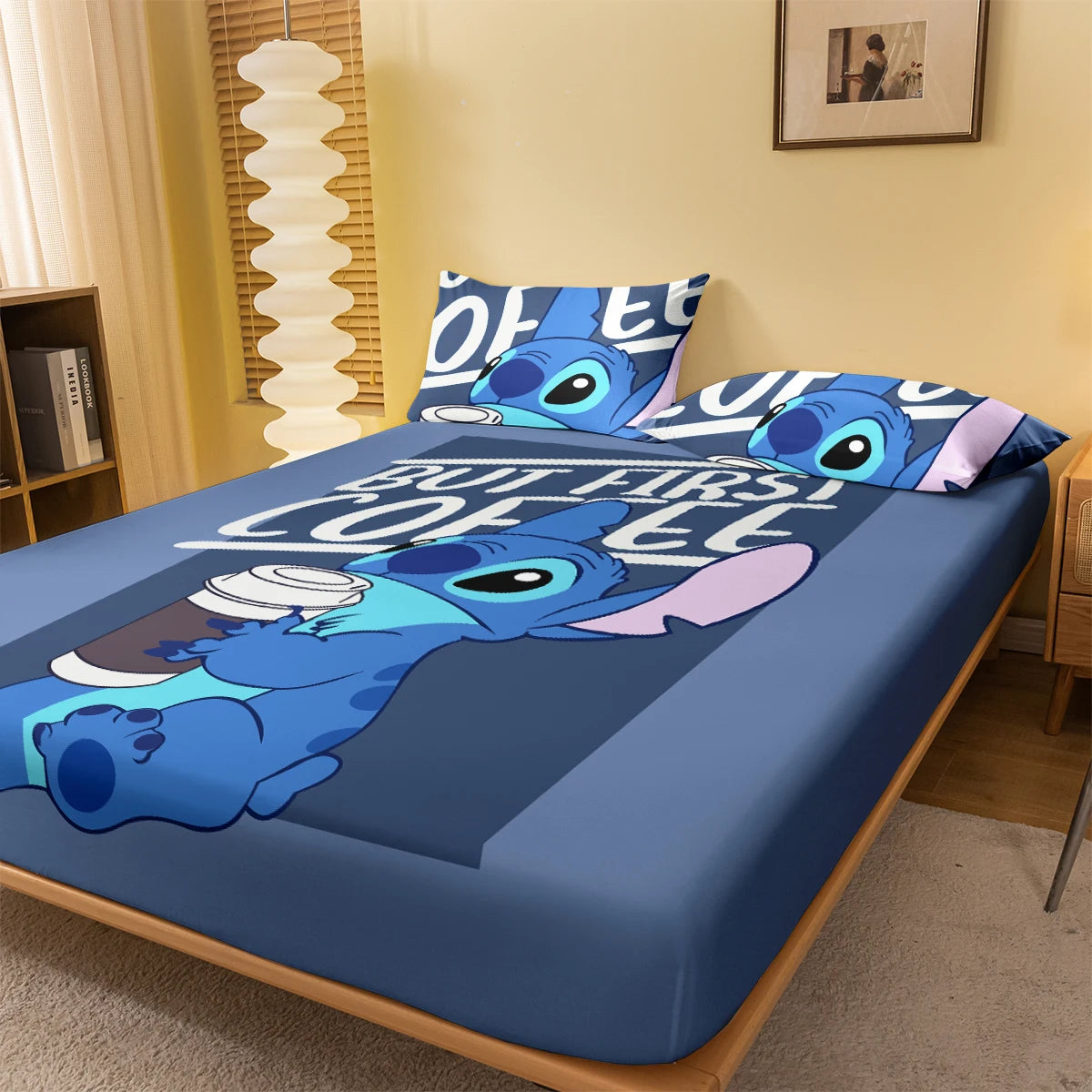 1 cartoon cute Stitch pattern digital printed frosted Fitted Sheet,bedroom printed bed cover,bedding(No pillowcase)