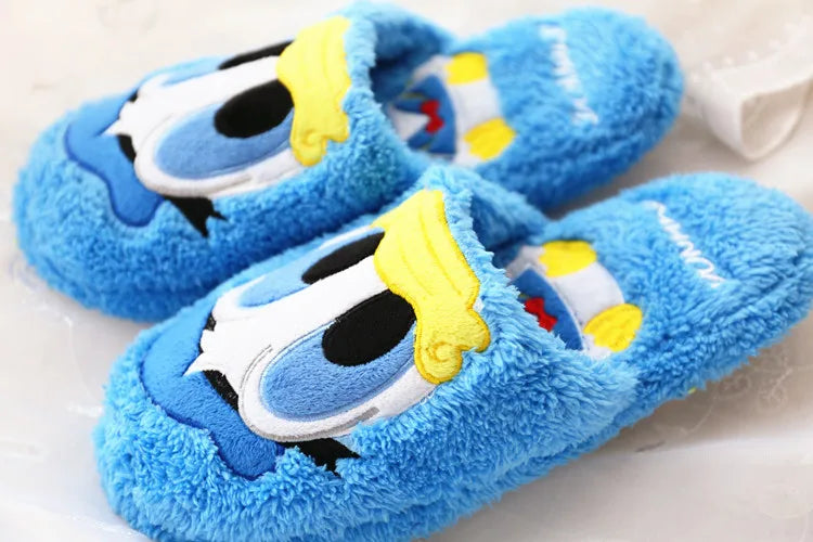 Disney Cartoon Plush Slippers In Autumn And Winter Creative Alien Stitch Winnie The Pooh Soft Home Slippers 35-38 Yards Unisex