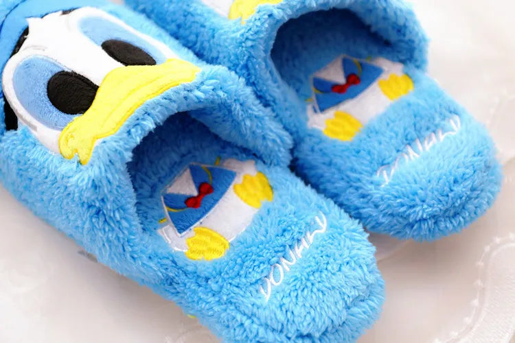 Disney Cartoon Plush Slippers In Autumn And Winter Creative Alien Stitch Winnie The Pooh Soft Home Slippers 35-38 Yards Unisex