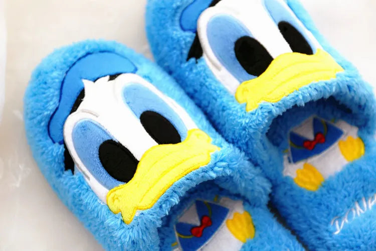 Disney Cartoon Plush Slippers In Autumn And Winter Creative Alien Stitch Winnie The Pooh Soft Home Slippers 35-38 Yards Unisex