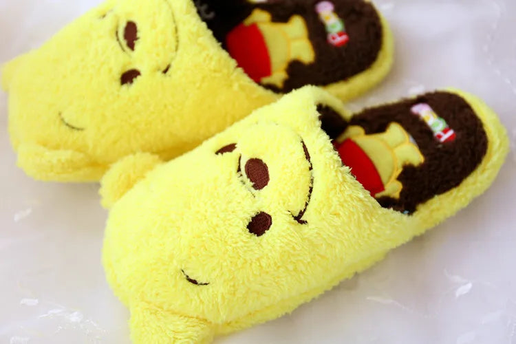 Disney Cartoon Plush Slippers In Autumn And Winter Creative Alien Stitch Winnie The Pooh Soft Home Slippers 35-38 Yards Unisex
