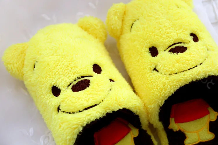 Disney Cartoon Plush Slippers In Autumn And Winter Creative Alien Stitch Winnie The Pooh Soft Home Slippers 35-38 Yards Unisex